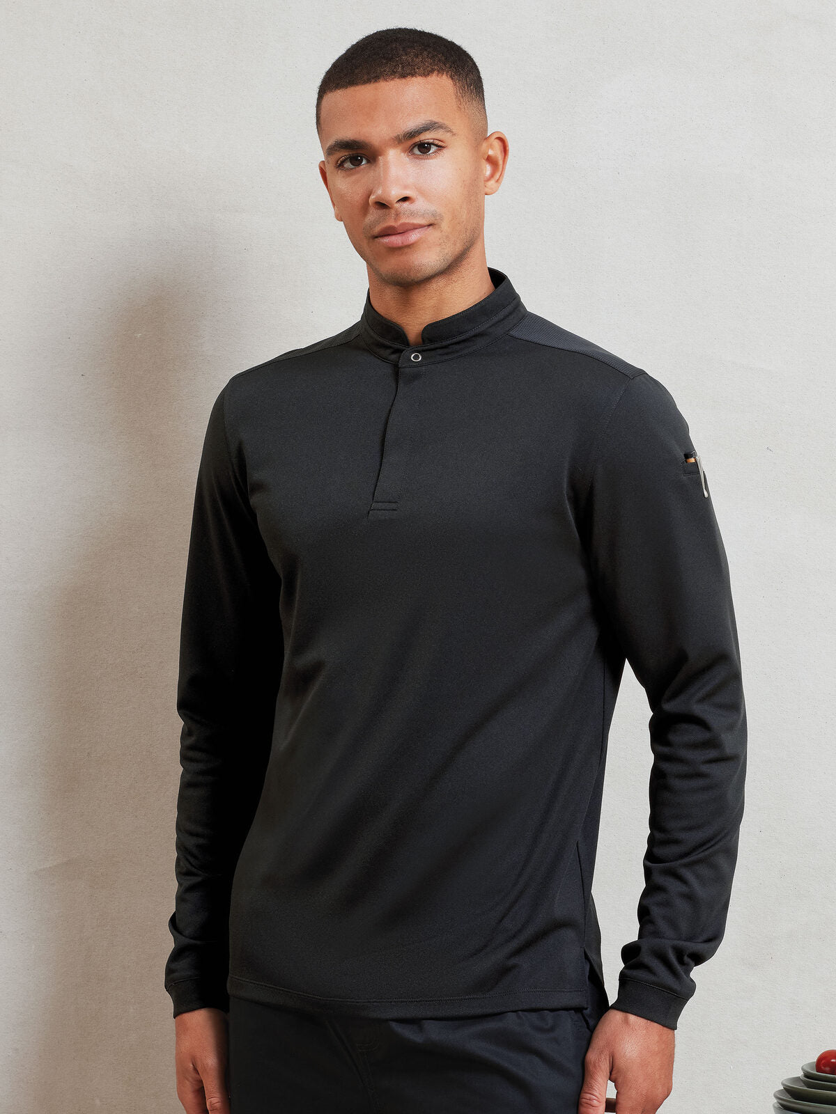 Maglia con coletto alla coreana 100% RICICLATO manica lunga (2 colori disponibili)