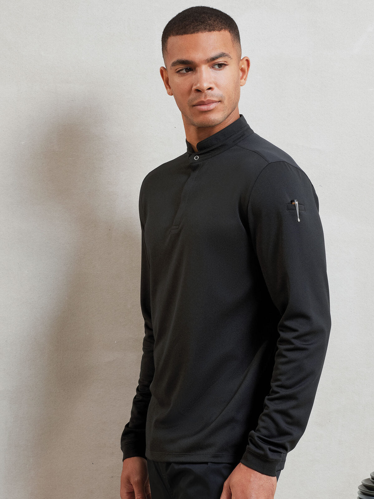 Maglia con coletto alla coreana 100% RICICLATO manica lunga (2 colori disponibili)