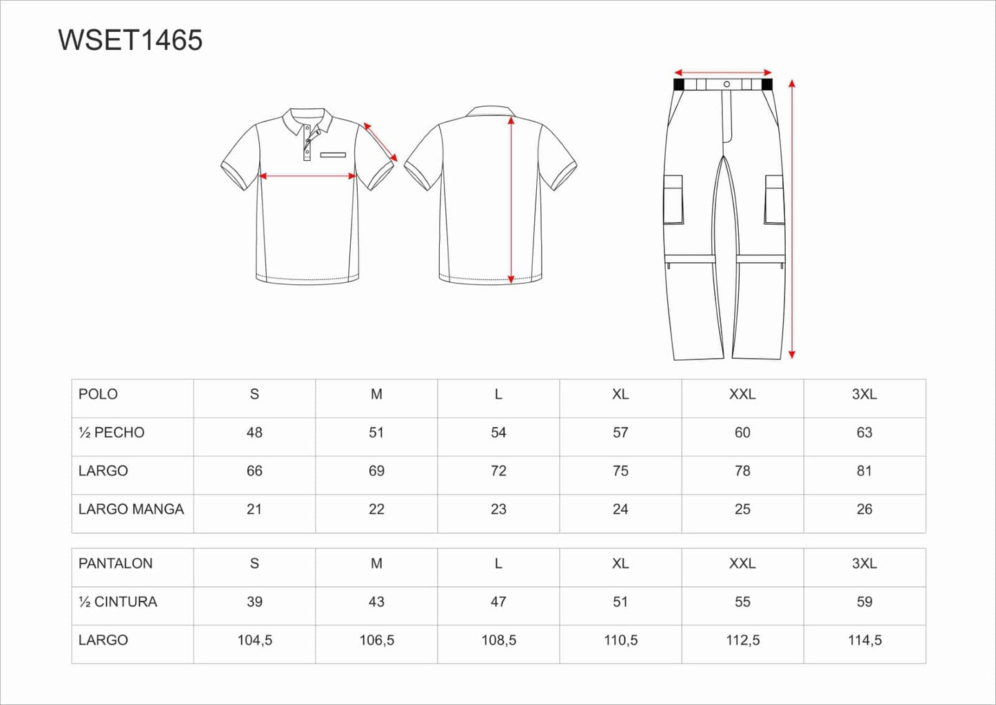 Set POLO + PANTALONI STACCABILI + GUANTI (4 colori disponibili)